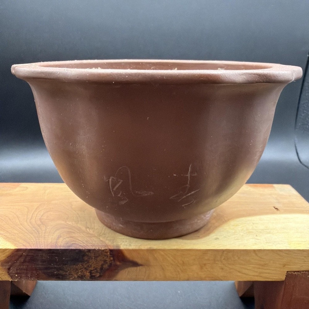 Round Shohin Size Unglazed Bonsai Tree Pot 5 1/2" By 3 1/4" Patina!